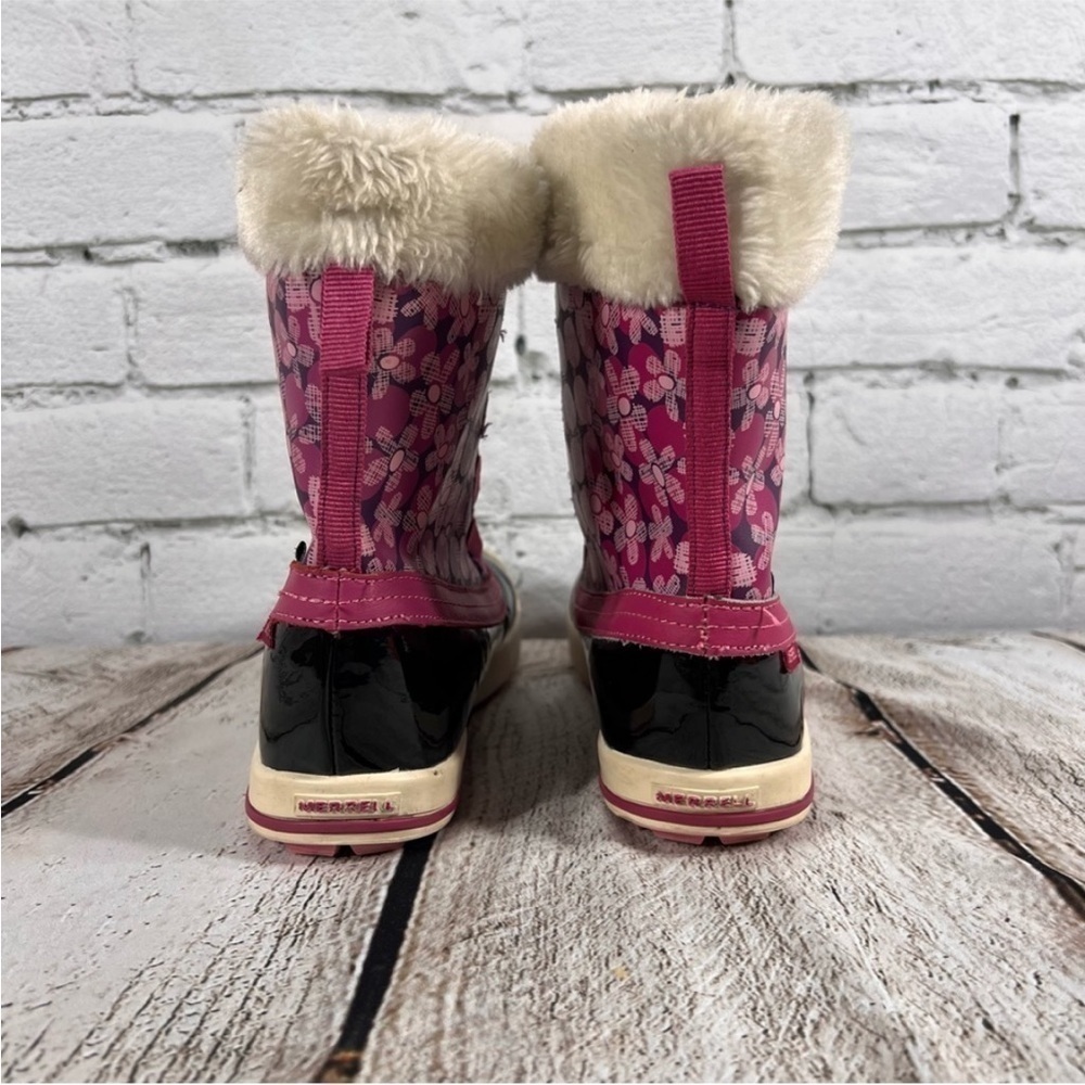 Merrell Girls Spruzzi Waterproof Rain / Snow Boots Size 5 Pink Floral - Picture 4 of 11